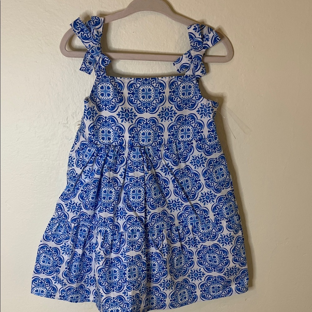 btween Blue and White Patterned Kids Dress
